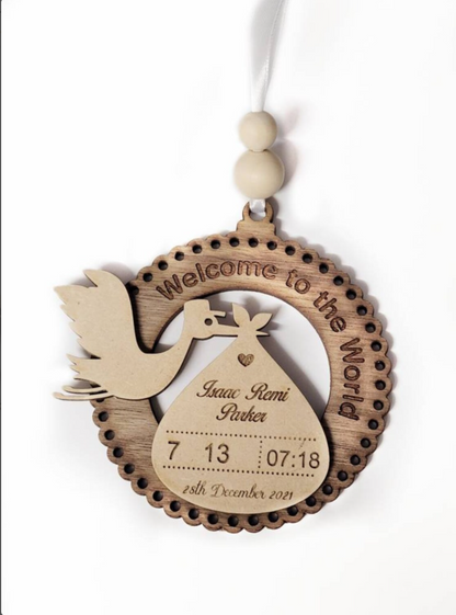 New baby stork, personalised baby gift, personalised baby shower gift, baby stats gift, baby keepsakes. Active