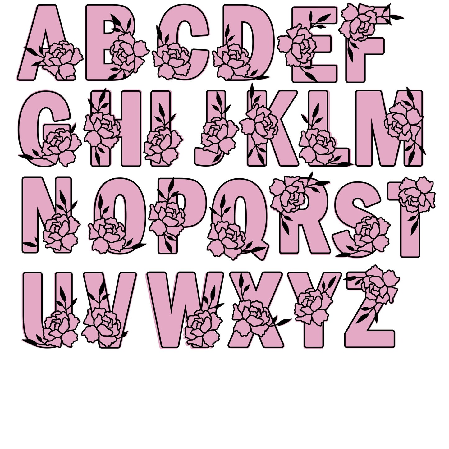 MDF Rose alphabet blanks